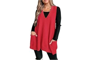 Women's Plus Size Sweater Vest V Neck Sleeveless Loose Fit Knit Pullover Tank Tops with Pockets