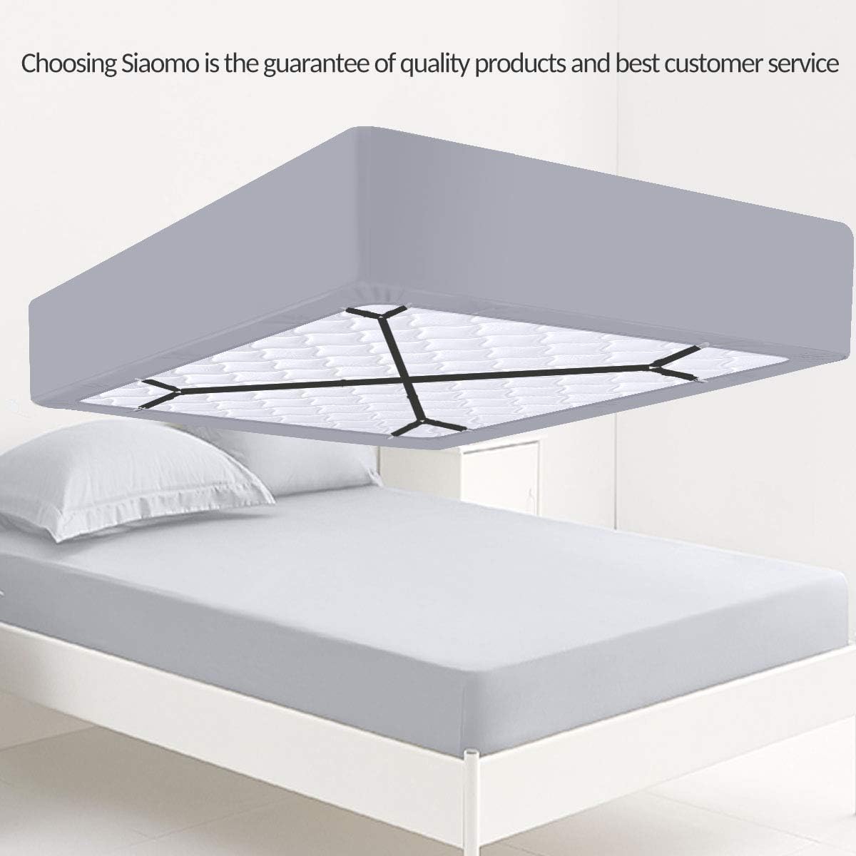 Siaomo Bed Sheet Holder Straps - Adjustable Crisscross Sheet Clips Elastic Band Fitted Bed Sheet Fasteners Suspenders Grippers Clip,2Pcs/Set Black: Home & Kitchen
