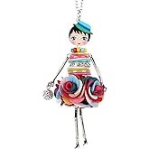 BONSNY Paris Doll Necklace Dress Handmade Pendant News Alloy Metal Crystal Flower Long Chain Fashion Jewelry