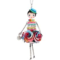 Amazon.com: The Crafty Owl Enamel Cute French Doll Necklace with ...