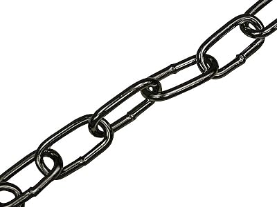 Faithfull Black Japanned Steel Chain 5mm x 2.5m - 160kg Load Limit Welded Link