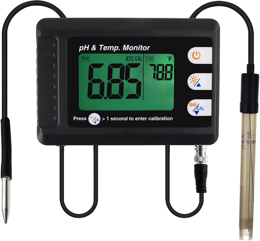 DANOPLUS pH Temperature Meter ATC Auto Calibration Aquarium Hydroponics Water