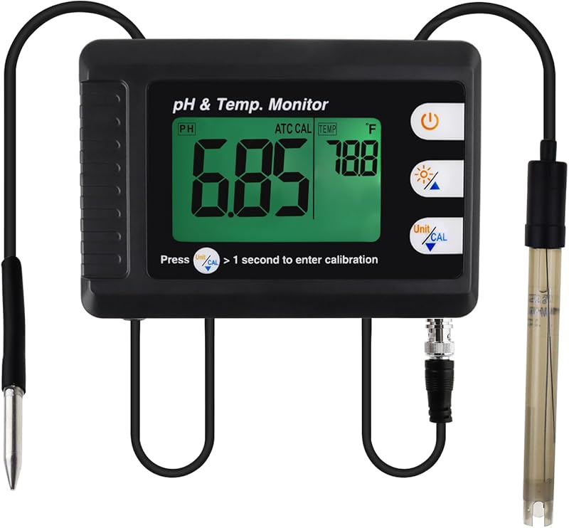 DANOPLUS pH Temperature Meter ATC Auto Calibration Aquarium Hydroponics Water