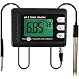 2 in 1 pH & Temperature Meter Digital pH Monitor Dual Display Water Quality Tester with ATC and Automatic Calibration Function, pH Tester for hydroponics, Aquarium, Pools, etc.
