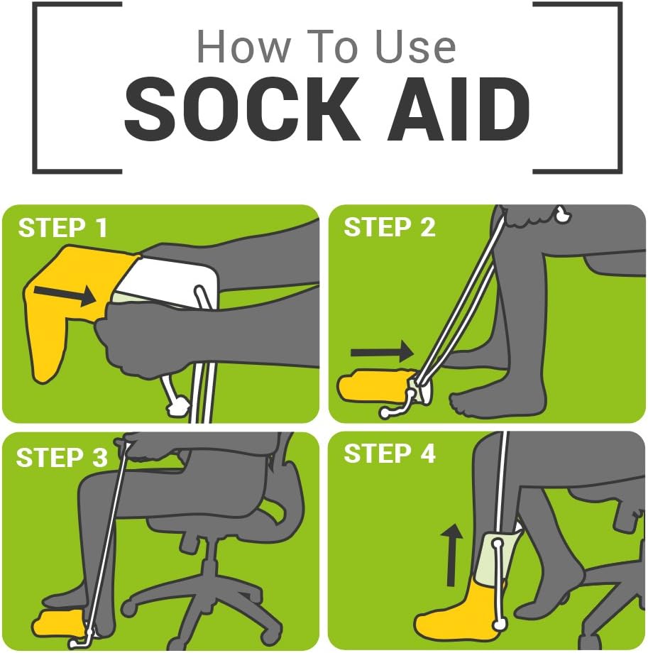 Sock Aid and Stocking Assist | Flexible Contoured Plastic Shell with Built-Up Foam Grip Handles | Easy Putting Up and Removing Socks or Compression Stocking (Blue, Pack of 1): Health & Personal Care