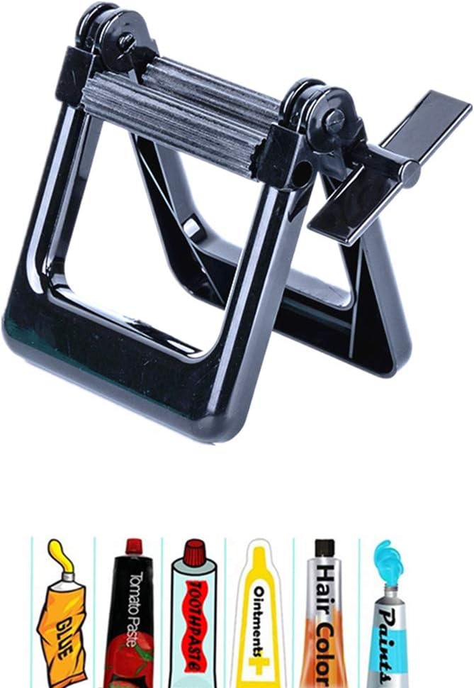 Toothpaste Squeezer,Tube Squeezer Dispenser,Toothpaste Holder Rolling Bathroom Extract,Toothpaste Tube Squeezer Paint Tube Wringer for Artist, Hair Salon, Painter (Black Plastic)