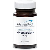 MethylPro L-Methylfolate 15 mg - L Methyl Folate, Methylfolate Supplement for Women & Men, Methylated Vitamin B9 (5-MTHF) for Brain Health, Focus, Calm - 90 Capsules (Pack of 1)