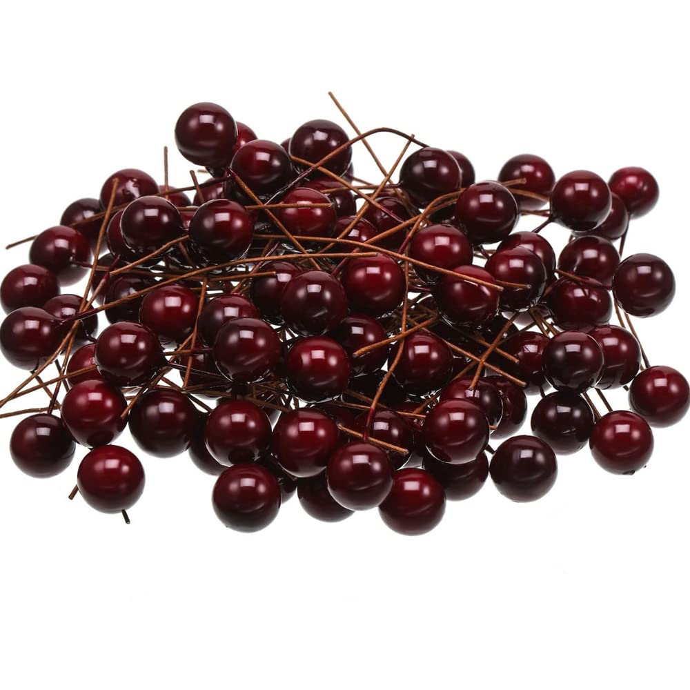 ZHUOEEDAAY 200 Pcs Christmas Holly Berries Artificial Holly Berries Mini 10 mm Fake Berries for Christmas Wreath Decorations Wreath Making Supplies Christmas Party Decoration