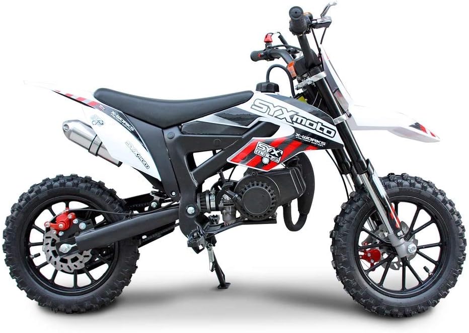 SYX MOTO Kids Dirt Bike Holeshot-X 50cc Gas Power Mini Dirt Bike 20inches Seat Height Dirt Off Road Motorcycle, Pit Bike Fully Automatic Transmission, Red