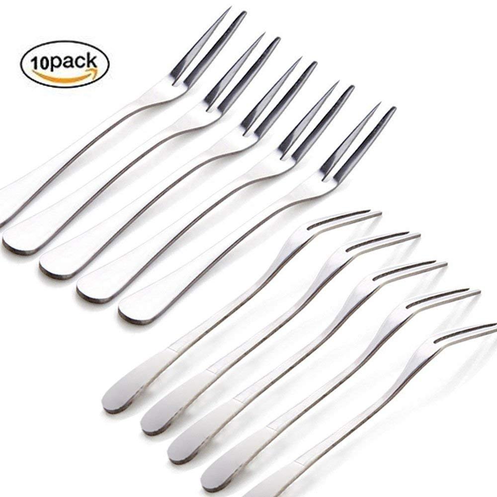 Firlar Stainless Steel Fruit Forks Flatware Set for Cake Salad Cocktail Dessert Set of 10