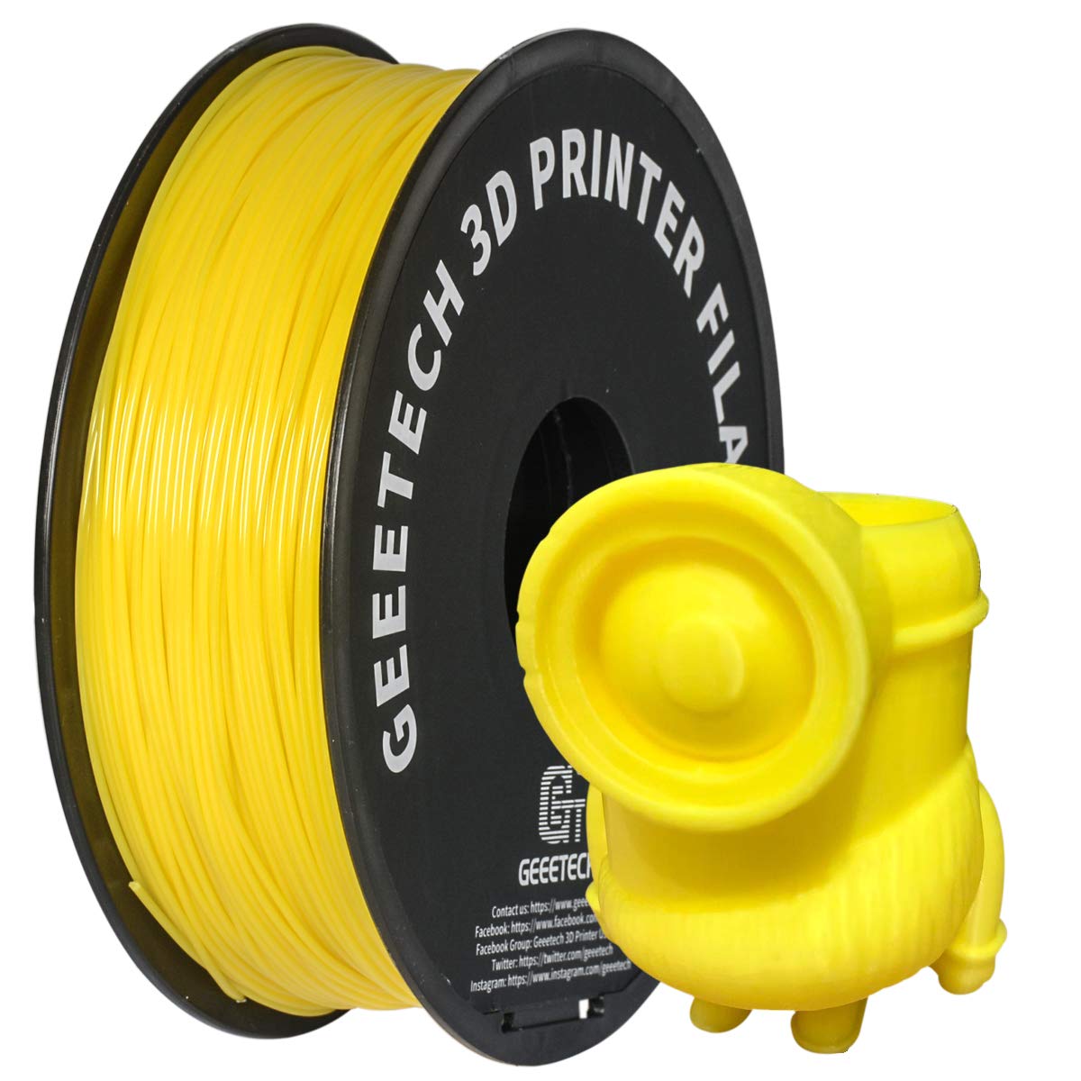 PLA Filament 1.75mm, GEEETECH New 3D Printing Filament PLA for 3D Printer and 3D Pen, 1kg 1 Spool (Yellow)