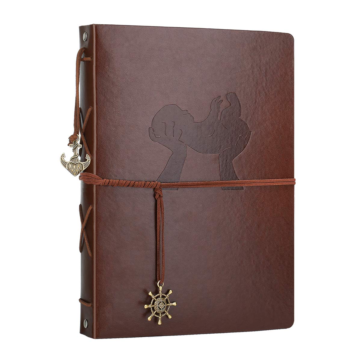 AIOR Baby Photo Album Scrapbook, Vintage Leather Scrap Book Refillable Black Pages Memory Book Guest Book, Holy Communion Gifts for Girls Boys Birthday Presents for Kids (Baby)