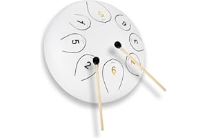 QINGSHI Steel Tongue Drum 6 Inch 8 Note Percussion Instrument Lotus Hand Pan Drum with Drum Mallets Carry Bag， musical education, gifts, mental rehabilitation and yoga meditation (White)