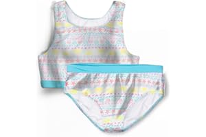 Tommy Bahama Girls 2-Piece Swimsuit Set, Racerback Top and Bikini Bottoms, Quick-Drying Tropical Print Swimwear for Kids