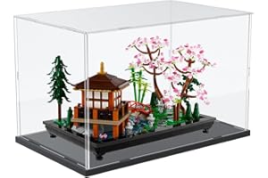 Choowin Acrylic Display Case for Lego 10315 10308 10317 Thickened Clear Acrylic Display Case for Collectibles Display Case for Action Figure Model Toy Assemble Dustproof Display Box(Black Base)
