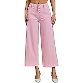 luvamia Wide Leg Jeans for Women Cropped High Waisted Trendy Button Fly Patch Pocket Stretchy Denim Pants Trousers Jeans