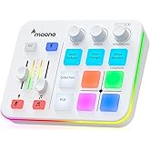 MAONO G1 Neo Gaming Audio Mixer Audio Interface with XLR Input &amp; 48V | RGB, Bluetooth, 4 custom soundpads, live streaming, podcasting, voice effects, PS5, TikTok live, PC streams, gamers, white