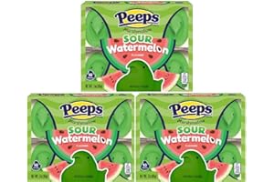 HUBZ PEEPS Easter Marshmallow Chicks, Variety Pack, 10 Count (Assorted Flavors & Colors) (3 count, Sour Watermelon Chicks Marshmallow Peeps)