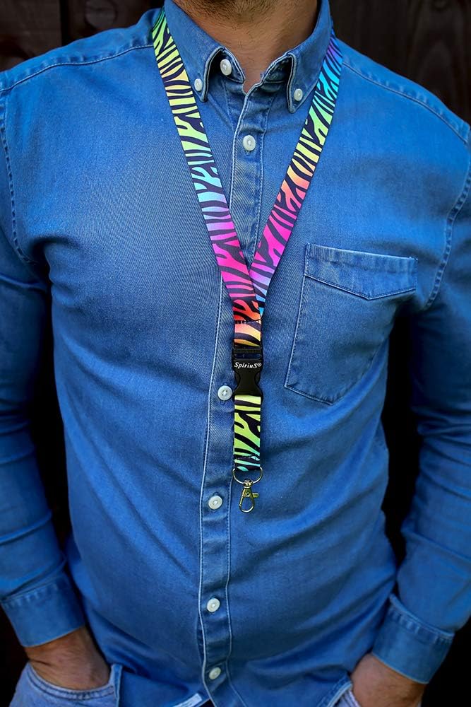 Lanyard Neck Strap for id Card Badge Holder with Safety Clip Breakaway 2cmx43cm SpiriuS Rainbow z (Zebra) - Image 4