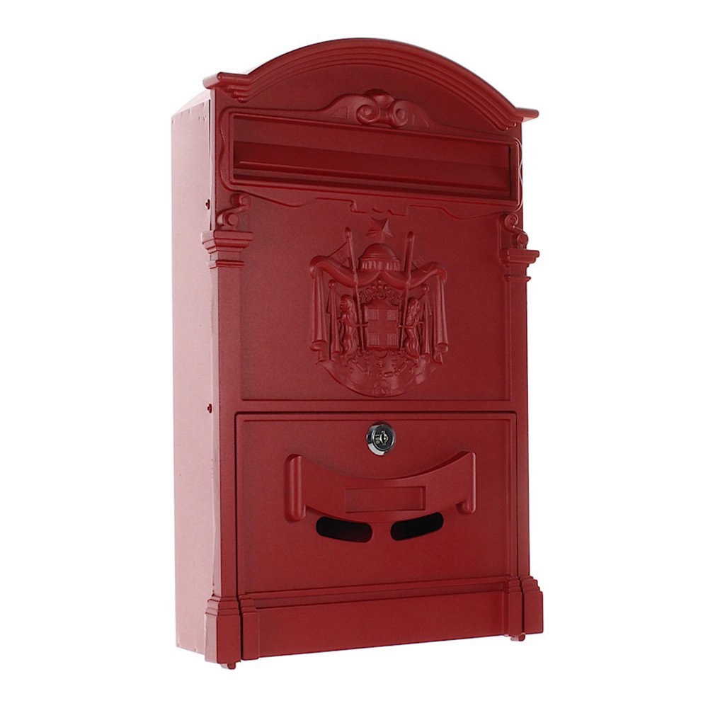 Rottner Mailbox Ashford Red with Cylinder Lock, Transparent Window, Name Plate, Mounting Material Included