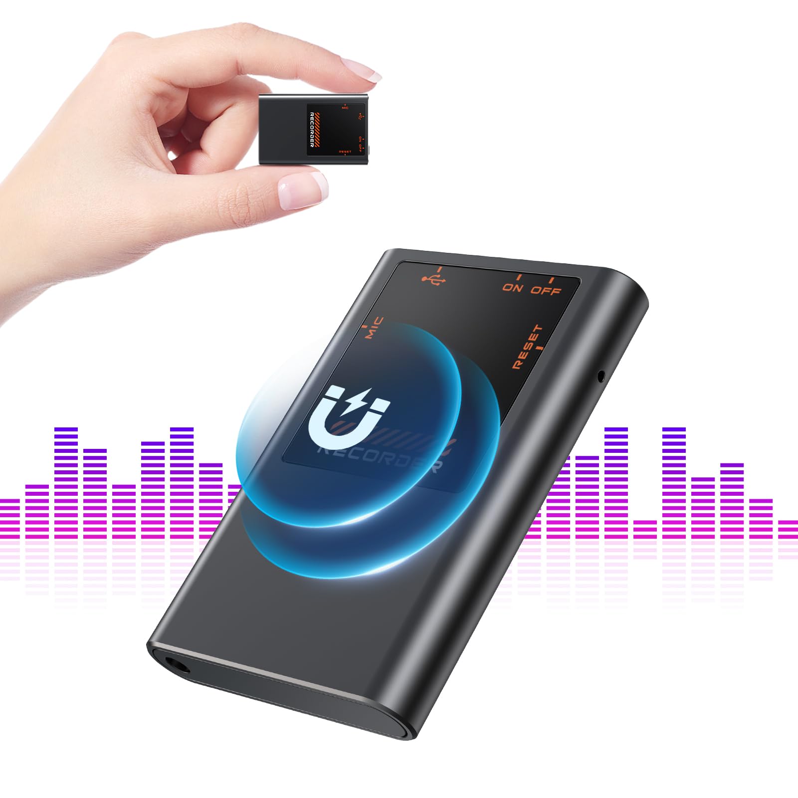 Photo 1 of 128GB (9600 Hours) Magnetic Voice Activated Recorder - Digital Voice Recorder with AI-Intelligent Triple Noise Reduction - Portable Audio Recording Device for Lectures Meetings Interviews Classes