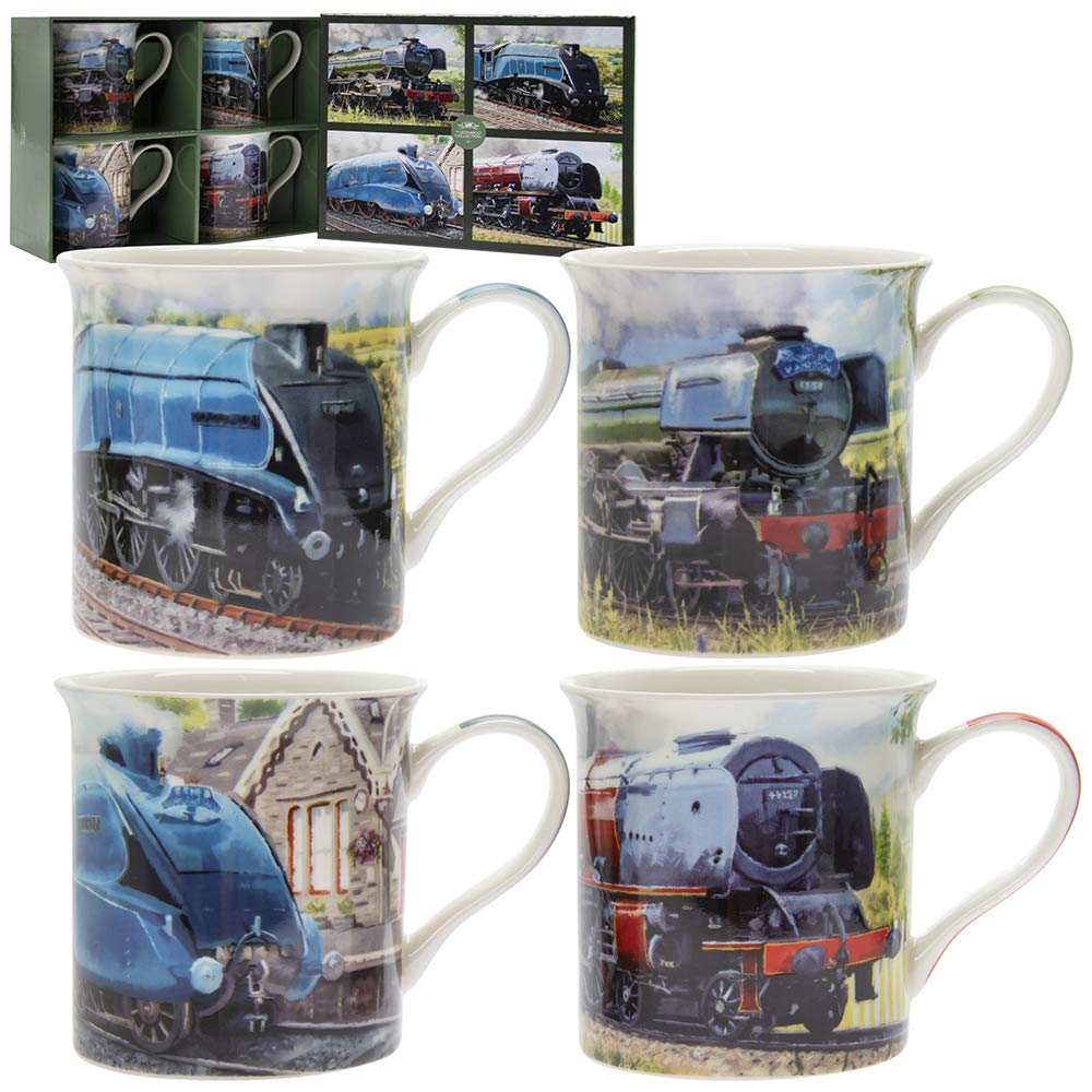 Lesser & Pavey Classic Trains Mugs Set of 4 | Ceramic Coffee Mugs Set for Home or Work | Premium Design Mugs Set for All Occasions | Lovely Mugs for Tea, Coffee & Hot Drinks โ image 1