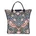 Signare Tapestry Foldable Tote Bag Reusable Shopping Bag Grocery Bag with Floral William Morris Strawberry Thief Blue Design (FDAW-STBL)