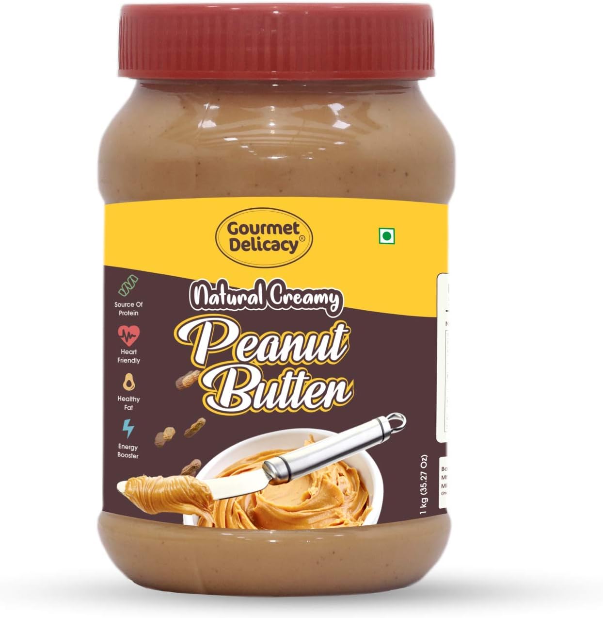 Gourmet Delicacy Creamy Peanut Butter, 1kg (Gluten Free, Vegan)