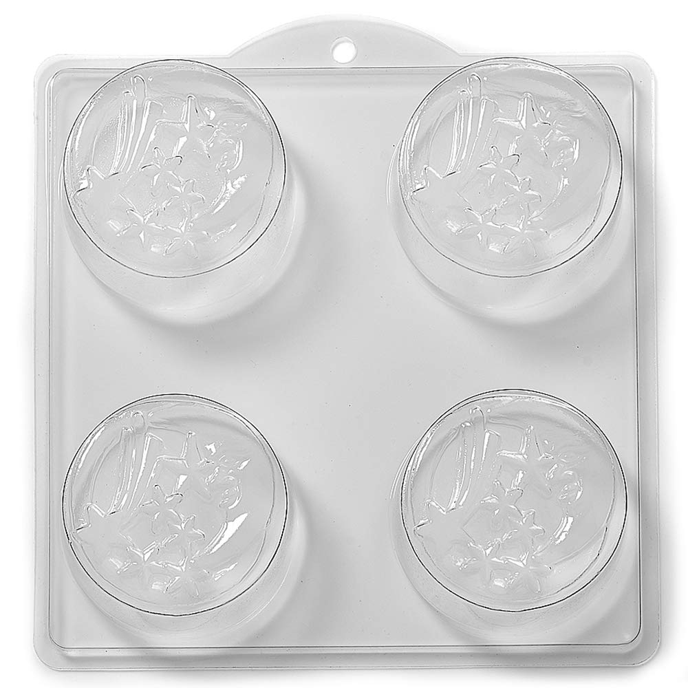 World Of Moulds | 4 Cavity Man in The Moon with Stars Soap/Bath Bomb Mould Mold L42