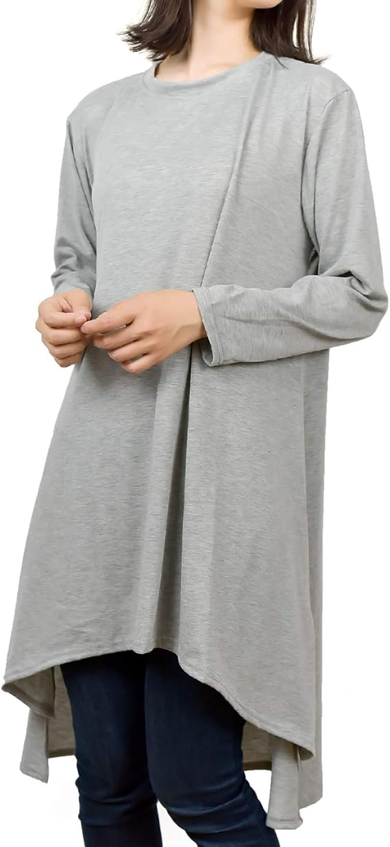 Amazon Simps ワンピース トップス チュニック ルームウェア ロングワンピース シャツワンピース グレー L ワンピース チュニック 通販