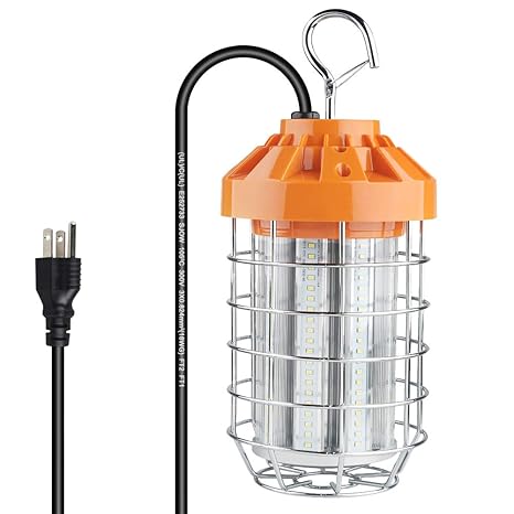 60w High Bay Led Work Light 8100lumen Led Construction Lights550w Equiv 5000k Led Portable Light Fixture With Stainless Steel Guard And Hook For - 