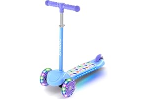TONBUX Kids Scooter for Ages 3-5, Toddler Scooter with Light-Up Deck and Wheels, Adjustable 4-Level Height 3-Wheel Scooter for Kids, Lean-to-Steer Design