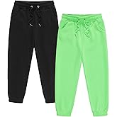 Icibgds 2 Pack Boys Sweatpants Elastic Waist Joggers Girls Fleece Athletic Pants Casual Sweatpants for Kids Ages 1-10