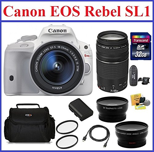 Canon Eos Rebel Sl1 Dslr Camera White With Ef S 18 55mm F 3 5 5 6 Is