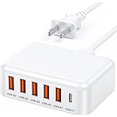 USB Charging Station for Multiple Devices, 60W 6-Port USB C Charger Fast Charging Block Hub, Multi USB Charger Station Power