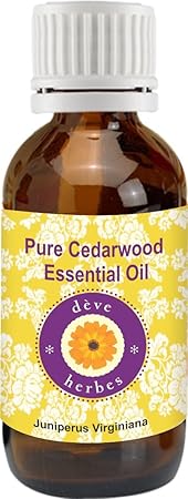 Deve Herbes Pure Cedarwood Essential Oil (Juniperus Virginiana) 100% Natural Therapeutic Grade Steam Distilled for Personal Care, 15 ml