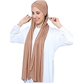 PeacePray Instant Jersey Cotton Hijab Scarf for Women, Non-See Through Tieback Muslim Head Scarf