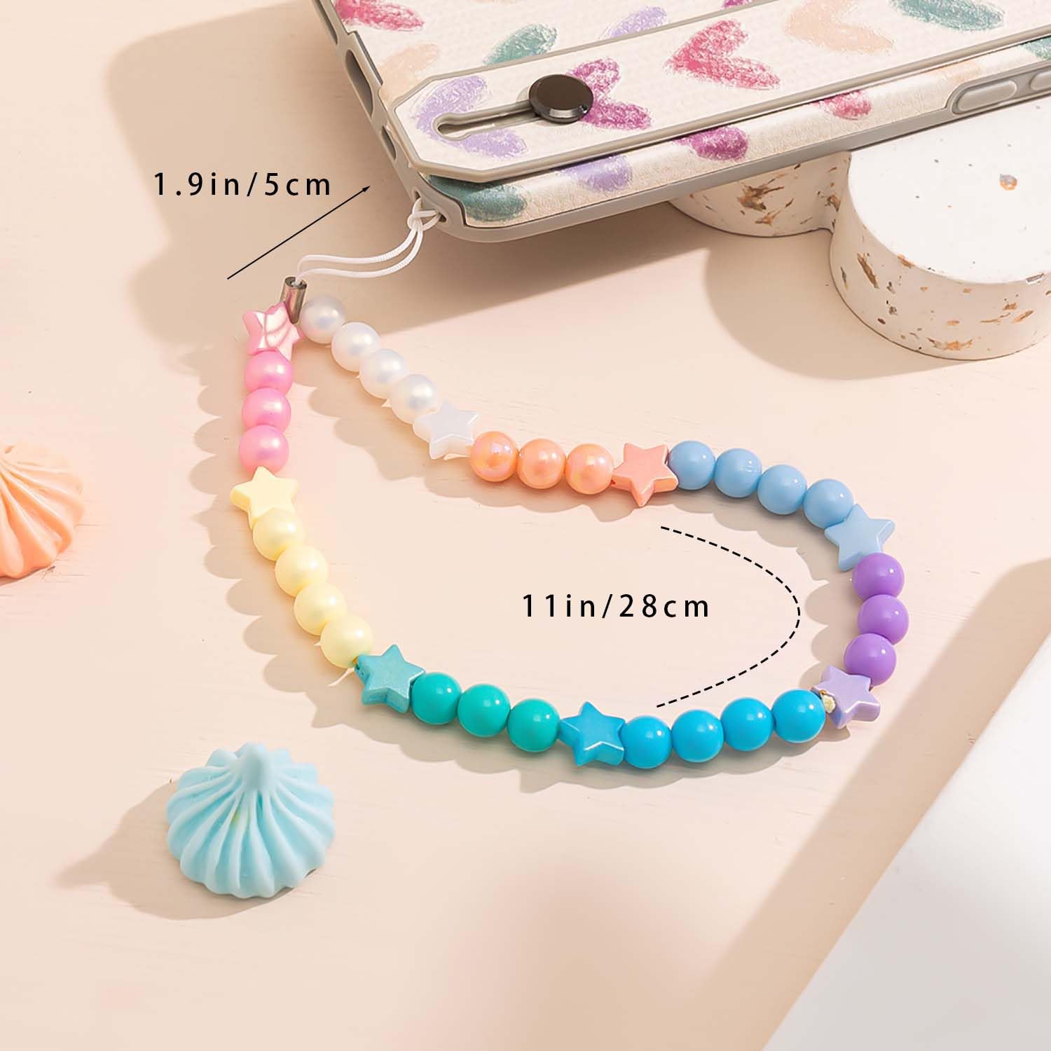 Beaded Phone Charm Lanyard Strap Girly Style Fixed Beads Pearl Lanyards