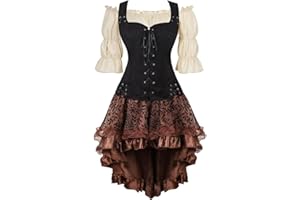 JUTRISUJO Renaissance Costume Women Set Pirate Vest Shirt Medieval Dress Peasant Tops Irish Dress