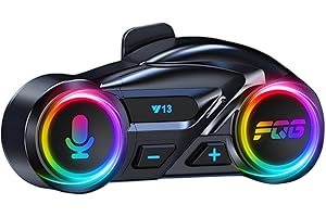 ELIKIDSTO Motorcycle Helmet Headset with HiFi Sound,Noise Cancellation,RGB Lights Helmet Speakers Headphones with Boom Mircrophone,25 Hours Battery,Easy to Work with Golves,IPX6 Waterproof,Voice Assistant