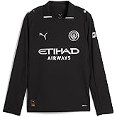 Manchester City FC Kids 2025/26 Long-Sleeve Away Soccer Jersey - Black