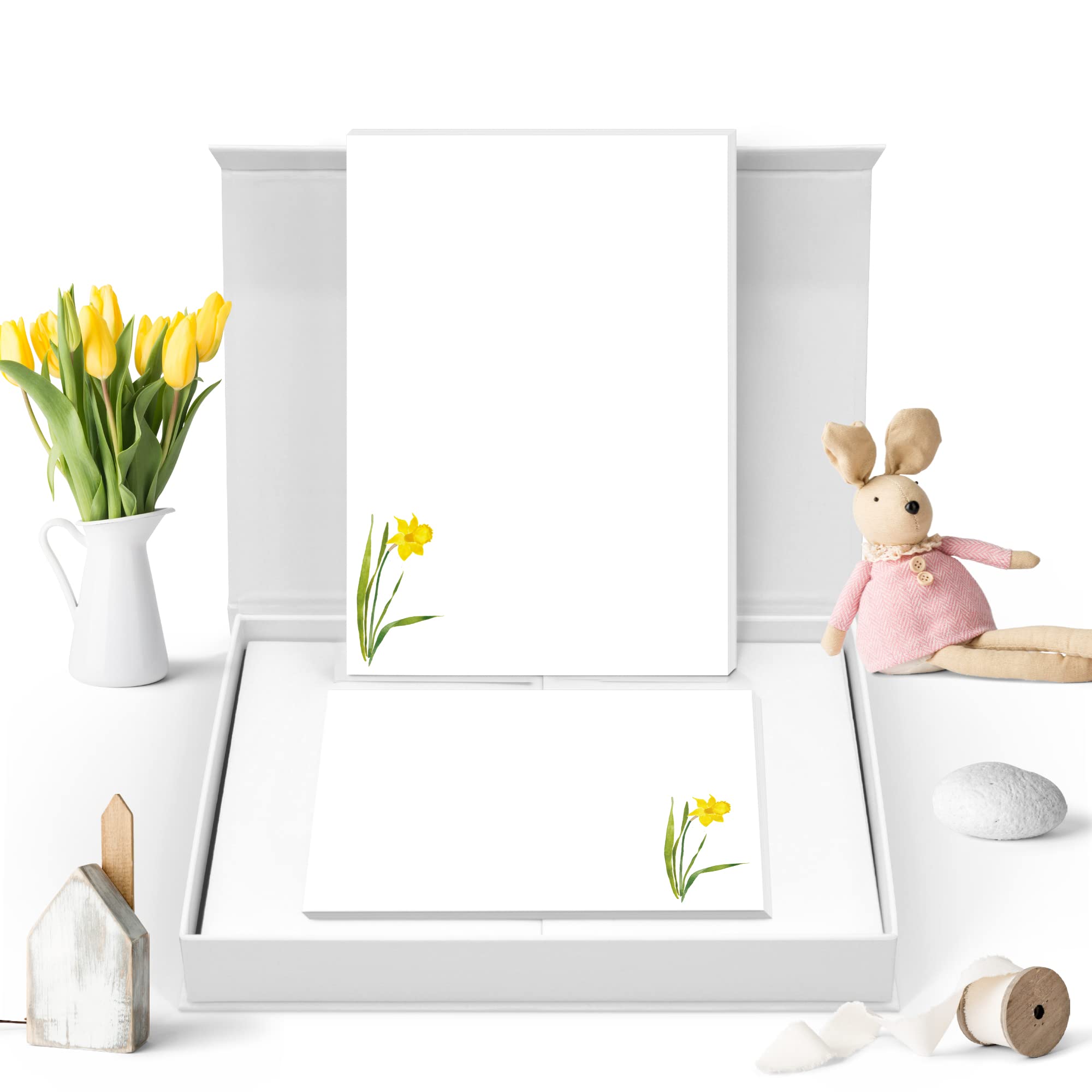 Me Loovely Yellow Daffodil Letter Writing Paper and Envelopes Sets A5 Size Letters Papers Stationery Supplies | Christmas Gifts (Multipack of 20)