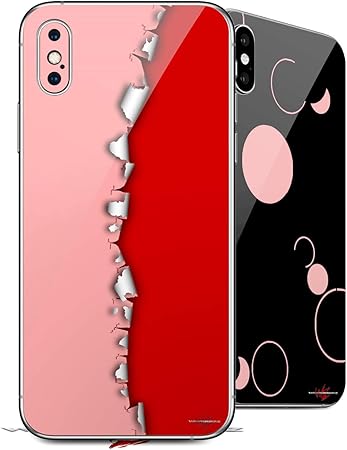 Amazon Com 2 Decal Style Skin Wraps Set For Apple Iphone X And Xs Ripped Colors Pink Red Electronics