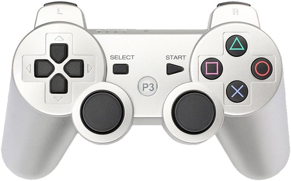 HBetterTech Wireless Bluetooth Game Controller for PlayStation 3, PS3 Controller Six Axis Dualshock (Silver)