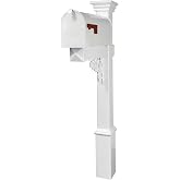 4Ever Products Hoover White Vinyl Mailbox Post System with White Mailbox | Curbside letterbox post combo features a galvanized steel mailbox built for durable outdoor mail storage.