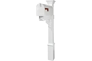 4Ever Products The Hoover Mailbox with White Vinyl Post Included Complete Decorative Curbside Mailbox System with Classic Traditional Style (White Mailbox)