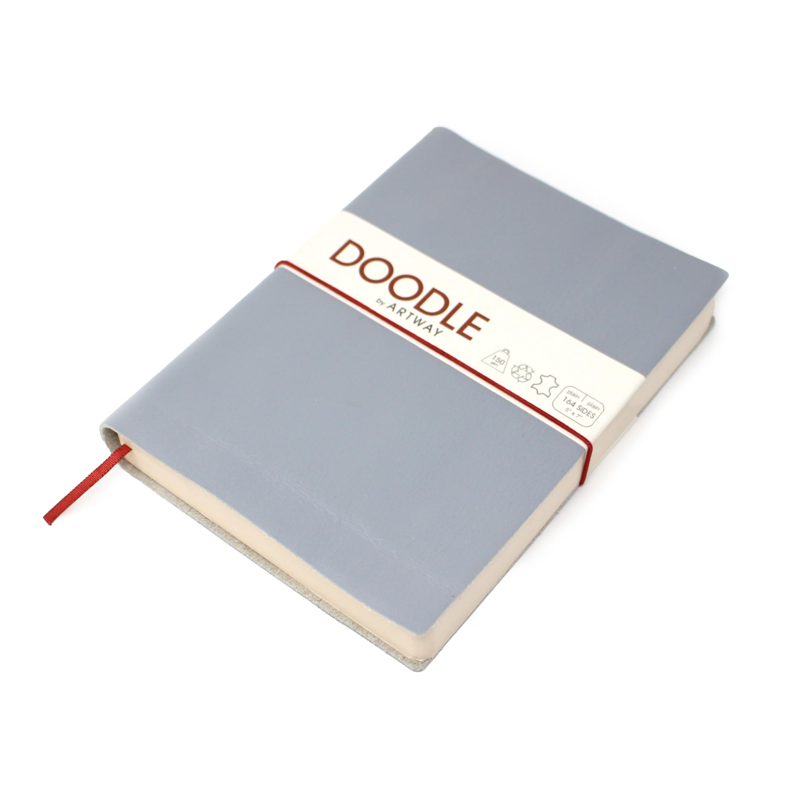 Artway Indigo Doodle – Ash Grey Leather Sketchbook/Notebook – 175mm x 125mm - 164 Sides/82 Pages of 150gsm Cartridge Paper