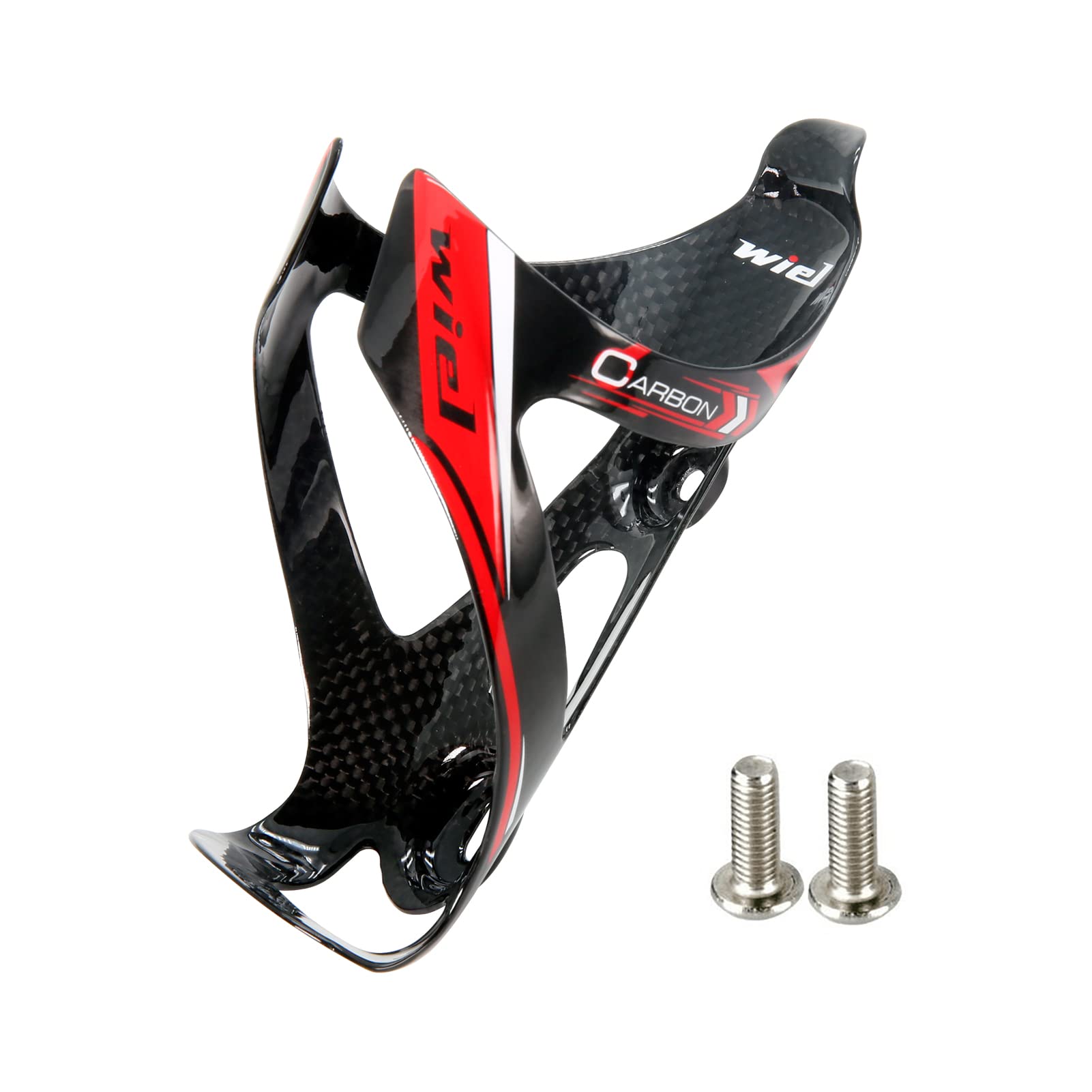 Maketheone New Full Carbon Fiber Bicycle Bike Lightweight Drink Water Bottle Cage Holder (Red &Black)