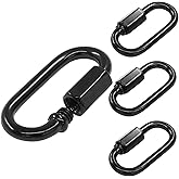 Marvexi D Quick Link Chain Connector, M3.5 Black 1/8, Pack of 4 | Heavy Duty, Metal Carabiner Screw, For Chandelier Lights, For Outdoor Equipment
