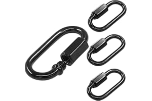 Marvexi D Quick Link Chain Connector, M3.5 Black Heavy Duty Quick 1/8 Link Metal Carabiner Screw for Chandelier Lights and Outdoor Equipment, Pack of 4